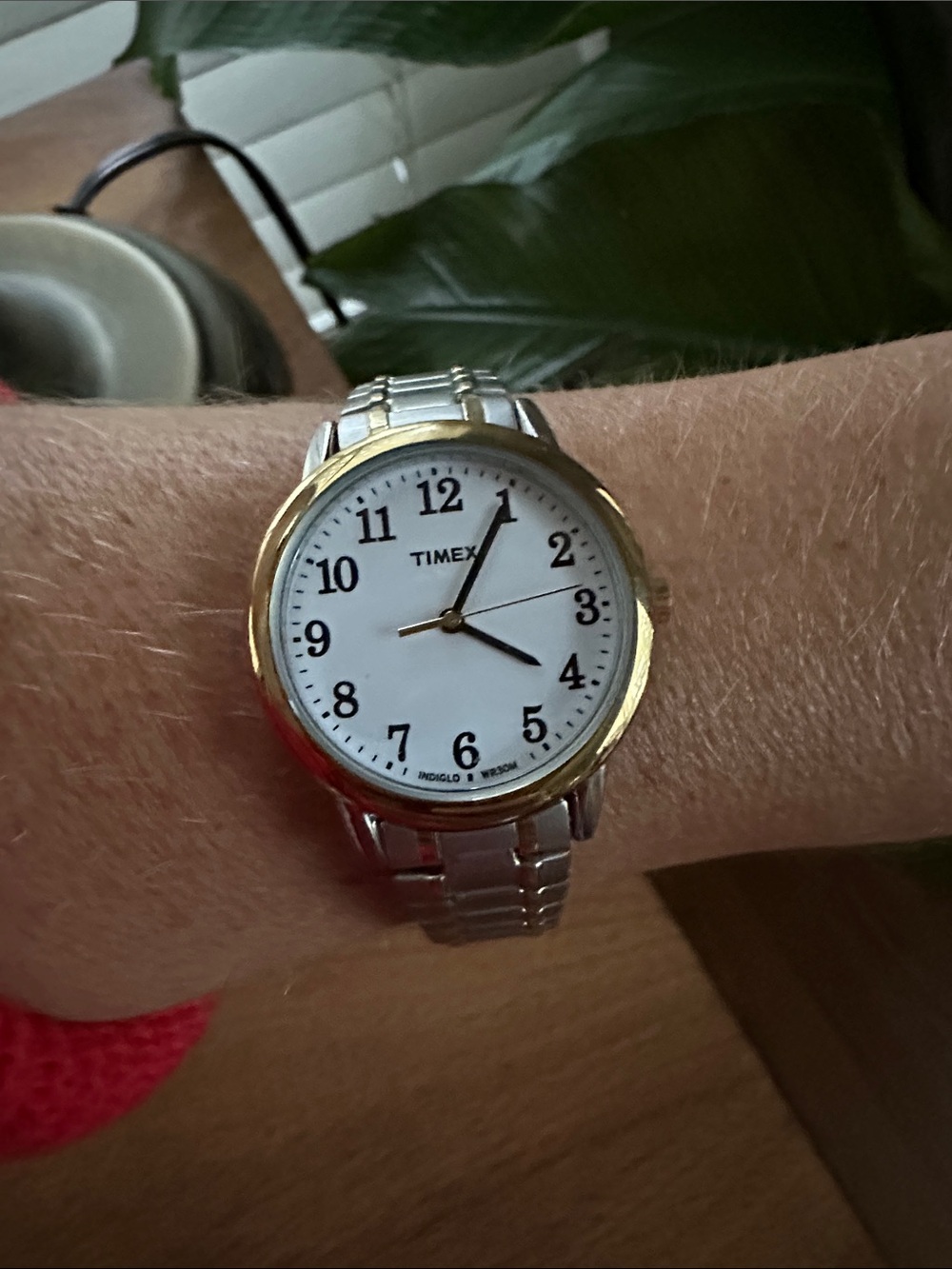 Timex Two-Tone Silver and Gold Round Watch with White Dial